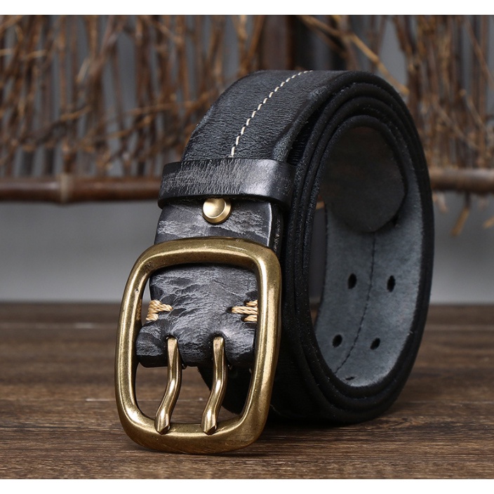 Thắt lưng da 2 kim Retro ( 4mm)_dã ngoại_du lịch