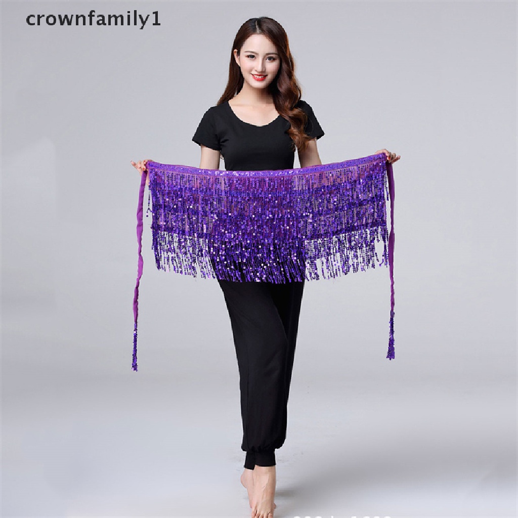 [crownfamily1] Chân Váy Tua Rua Ôm Hông Đính Kim Sa Lấp Lánh Dành Cho Bạn Nữ Mặc Khiêu Vũ