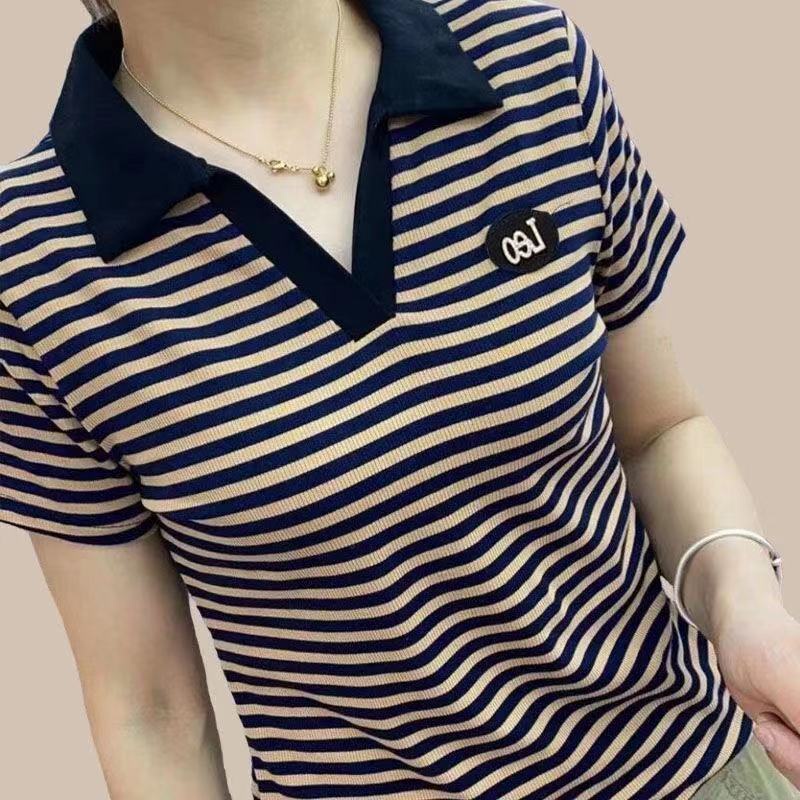 Áo Thun polo Ngắn Tay Dáng Rộng Phong Cách Mới Cho Nữ Trung Niên