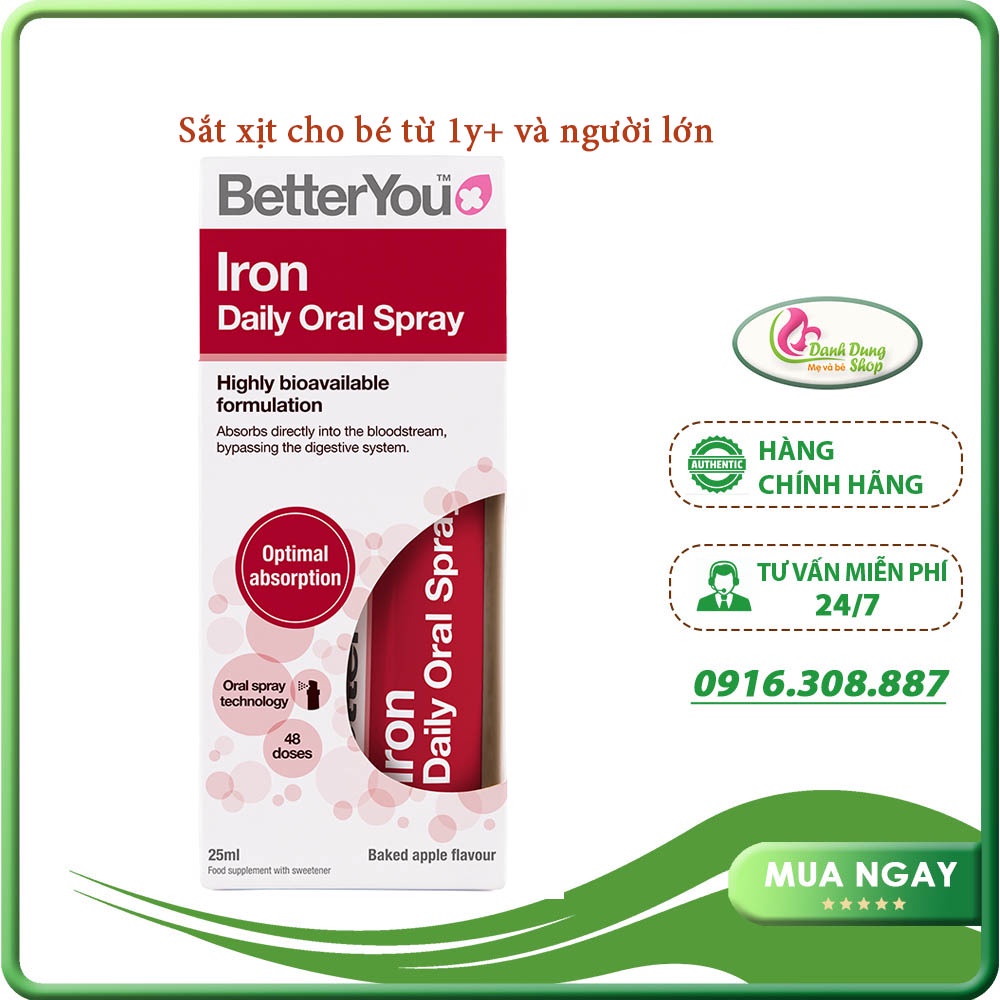 Sắt Xịt Anh Quốc bổ sung sắt vị táo (từ 1 tuổi trở lên) - sale date 7/23