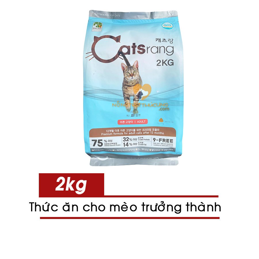 Thức Ăn Hạt Catsrang Cho Mèo Lớn 2kg (Gói Màu Xanh)