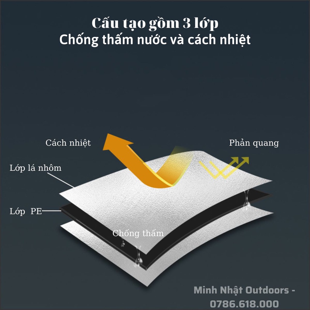 Tấm thảm cách nhiệt ngủ văn phòng Naturehike gấp gọn, chống ẩm, chống thấm, cách nhiệt tốt hai mặt phủ bạc