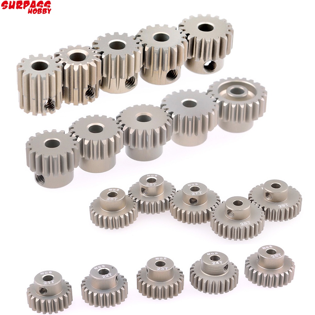 Bộ 2 Bánh Răng Động Cơ Hợp Kim Nhôm M0.6 3.175mm 13T 14T 15T 16T 17T 18T 19T 20T 21T 22T 24T 28T 30T 33T Cho Xe Hơi Điều Khiển Từ Xa Tỉ Lệ 1 / 10