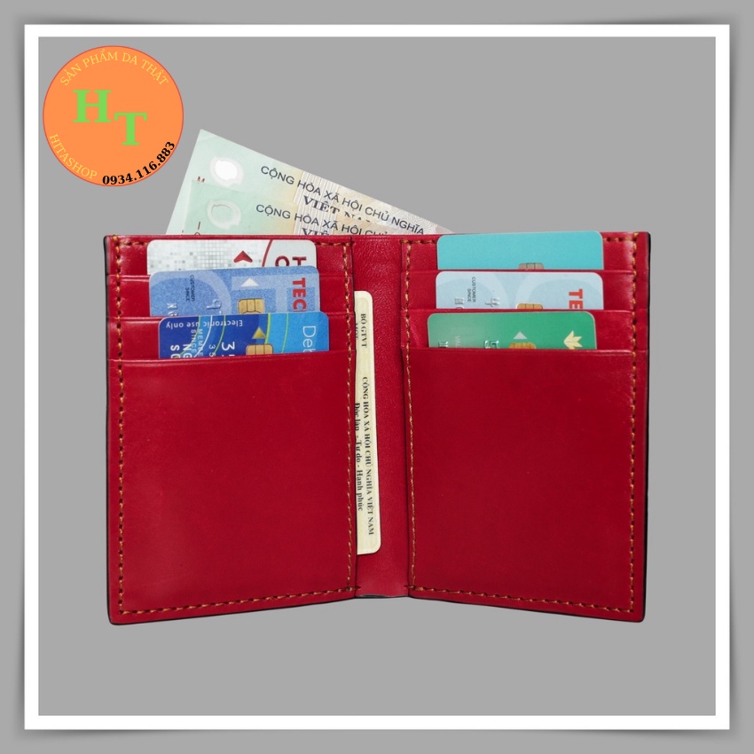 Ví da nam đứng cao cấp - Cam kết da bò thật 100% - Hàng chính hãng Hima Leather - BD01