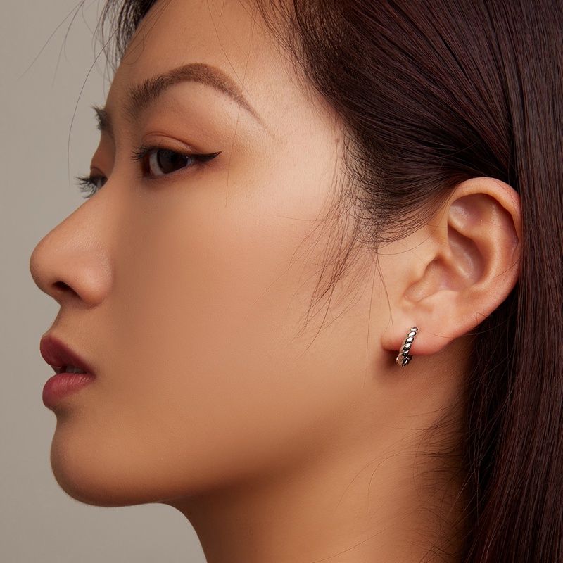 BAMOER Bông Tai Bạc 925 DạNg XoắN ThờI Trang