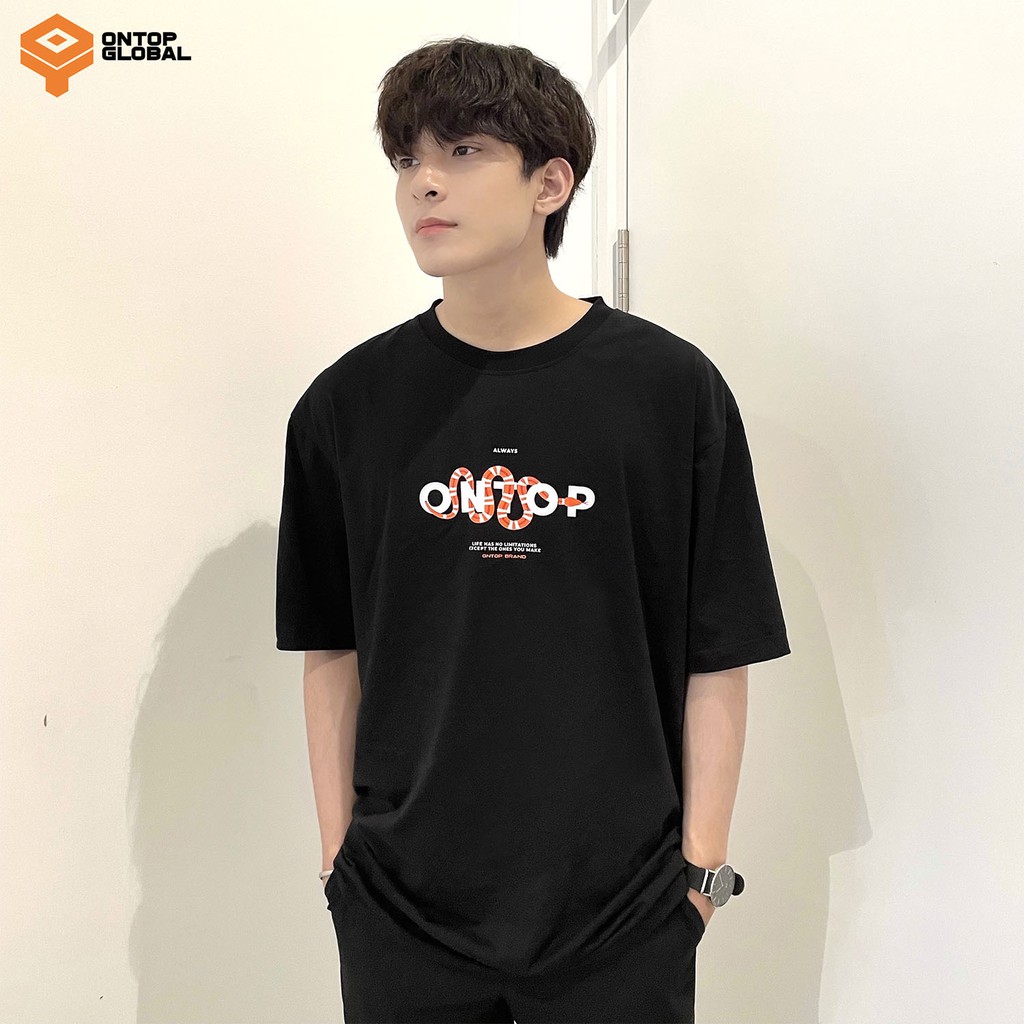 Áo thun local brand chính hãng ONTOP tay lỡ form rộng màu đen - Apep