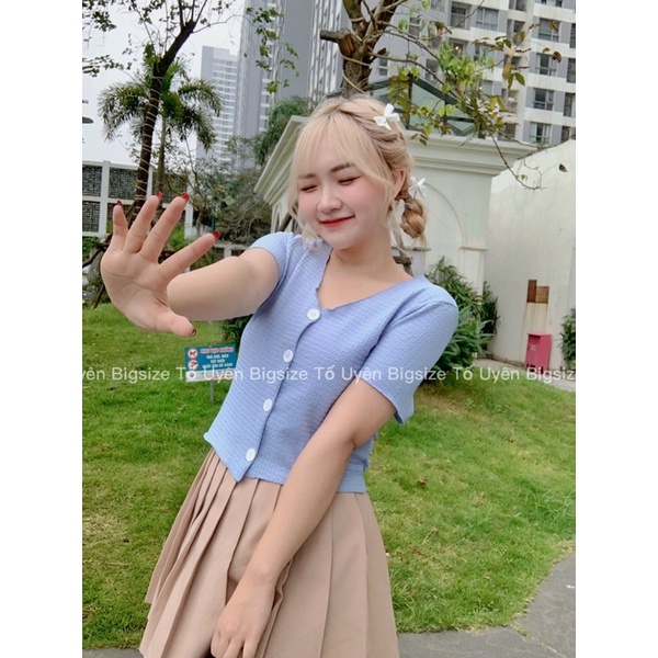 (T.U Bigsize 50-90kg) Áo Croptop 4 Khuy Phong Cách Ulzzang A34