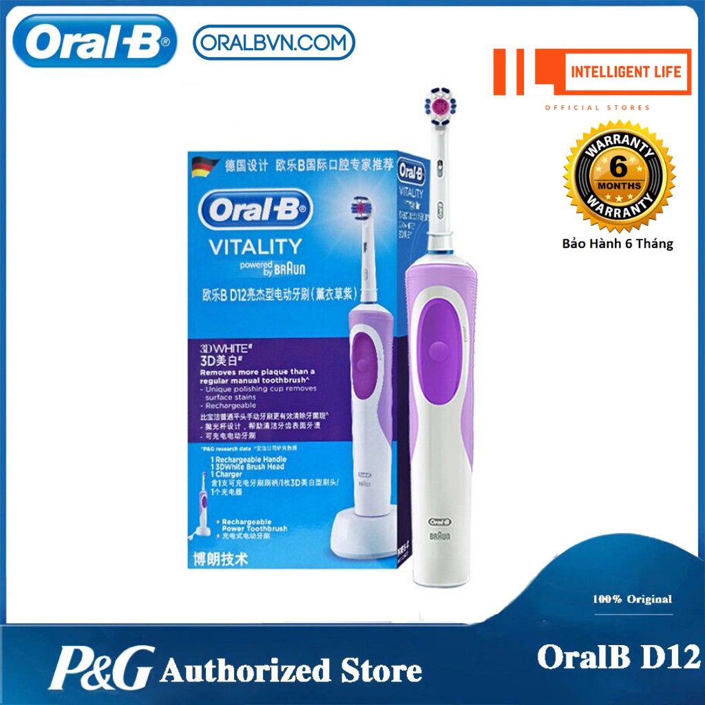 Bàn chải điện đánh răng tự động Oral-B D12 làm sạch răng, chống mảng bám và hạn chế viêm nướu