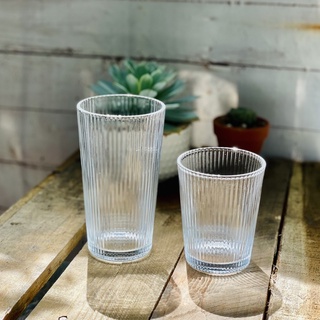 Ly Thủy Tinh Chịu Nhiệt Borosilicat Vân Sọc Dáng Loe