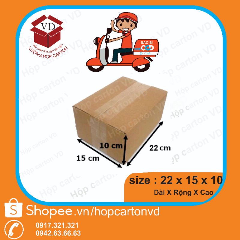 Hộp carton đóng hàng 22*15*10