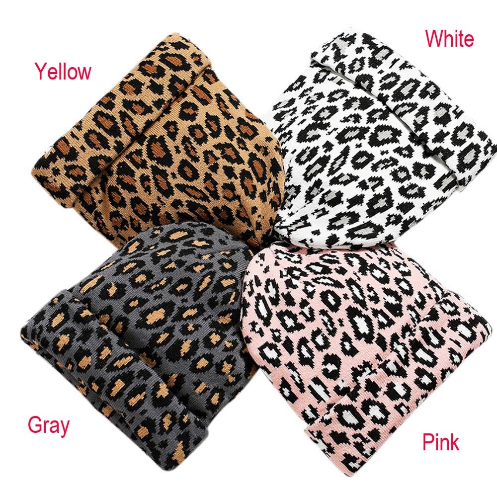 Mũ Len Beanie Họa Tiết Da Báo