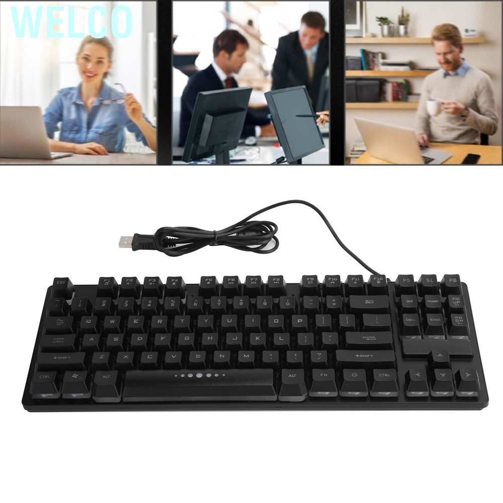 Welco Mechanical Keyboard 87 Keys Wired USB Backlight Gaming Supplies for Laptop GK‑10