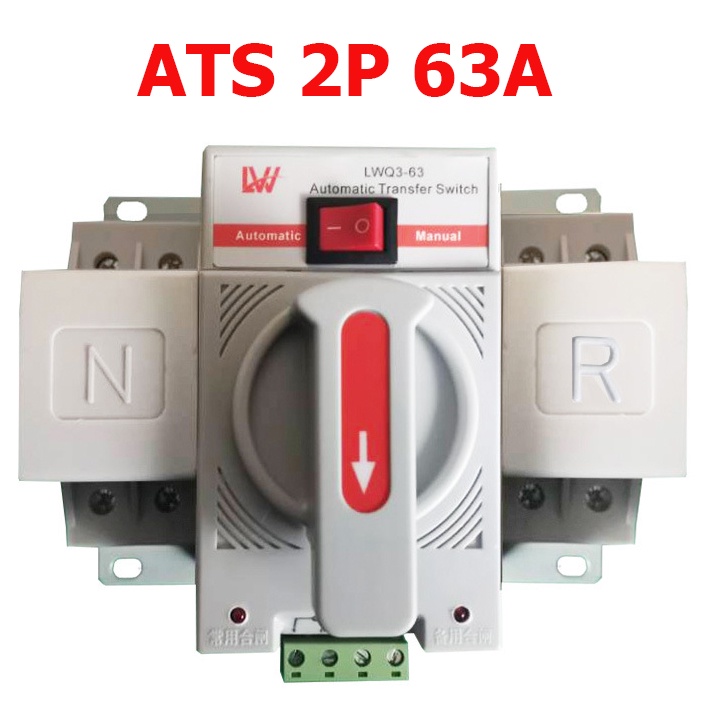 Bộ chuyển nguồn ATS 2P 63A 220V cầu dao đảo chiều tự động-bộ đổi hai nguồn điện- chuyển nguồn tự động