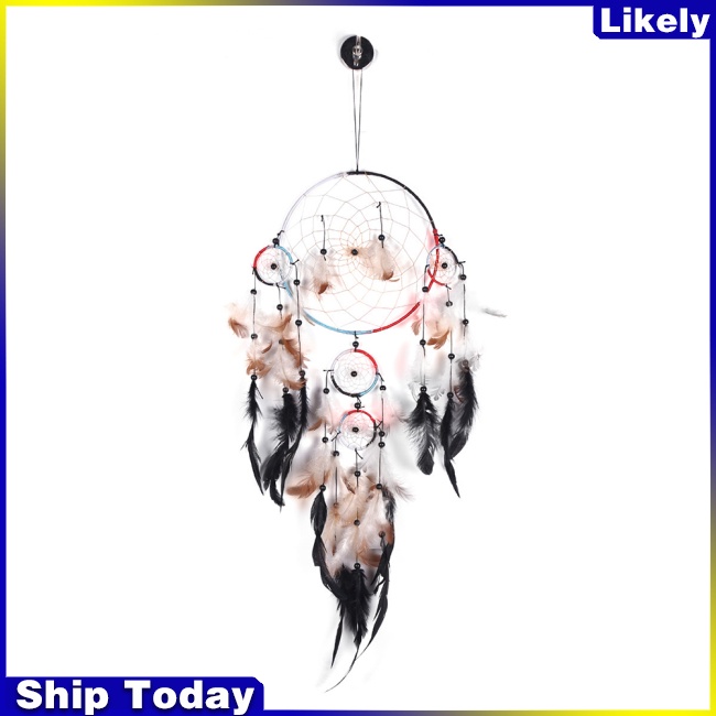 Dreamcatcher Đính Lông Vũ Phong Cách Cổ Điển Độc Đáo Dùng Trang Trí Nhà Cửa