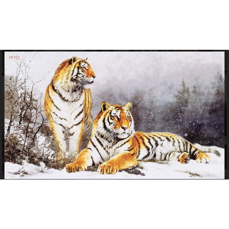 Tranh dán tường 3D tranh con hổ - tranh mãnh hổ - tranh con cọp Lụa Kim Sa 120x80cm