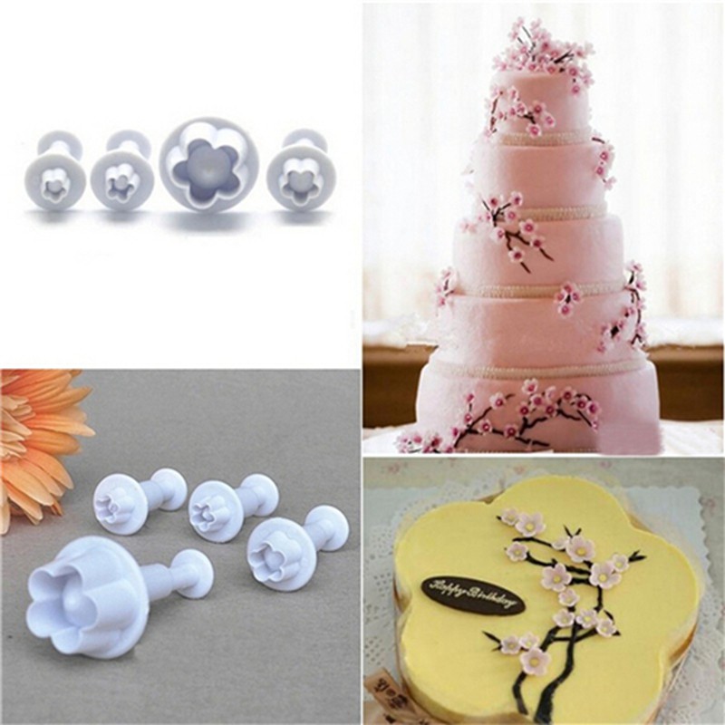 4 Khuôn Bánh Hình Hoa Mận Bằng Nhựa
