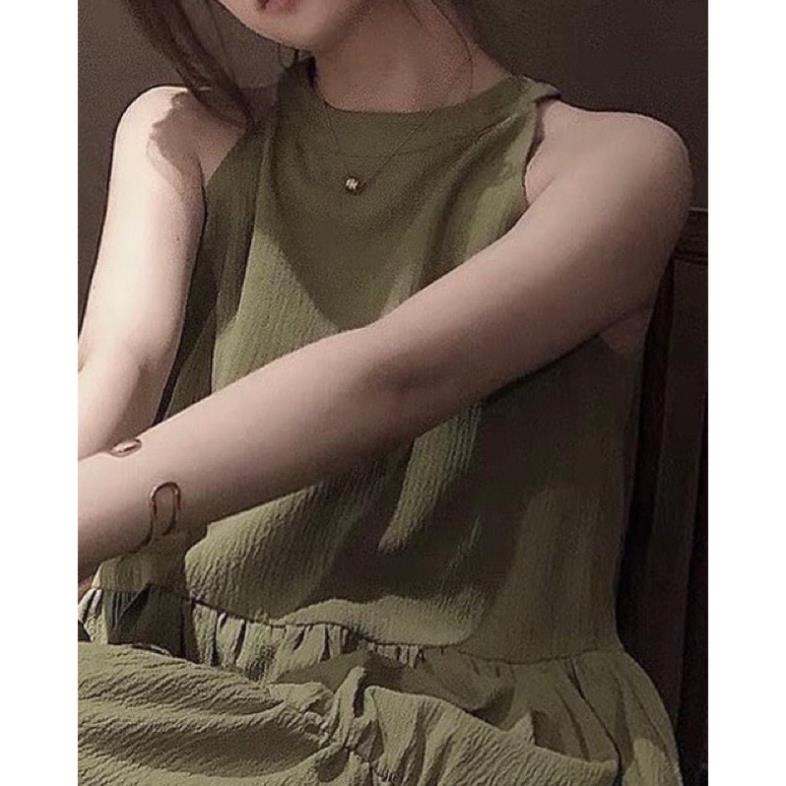 [NEW] áy kiểu nữ đi biển Váy maxi đũi mềm cổ yếm dáng babydoll xòe tầng cực xinh