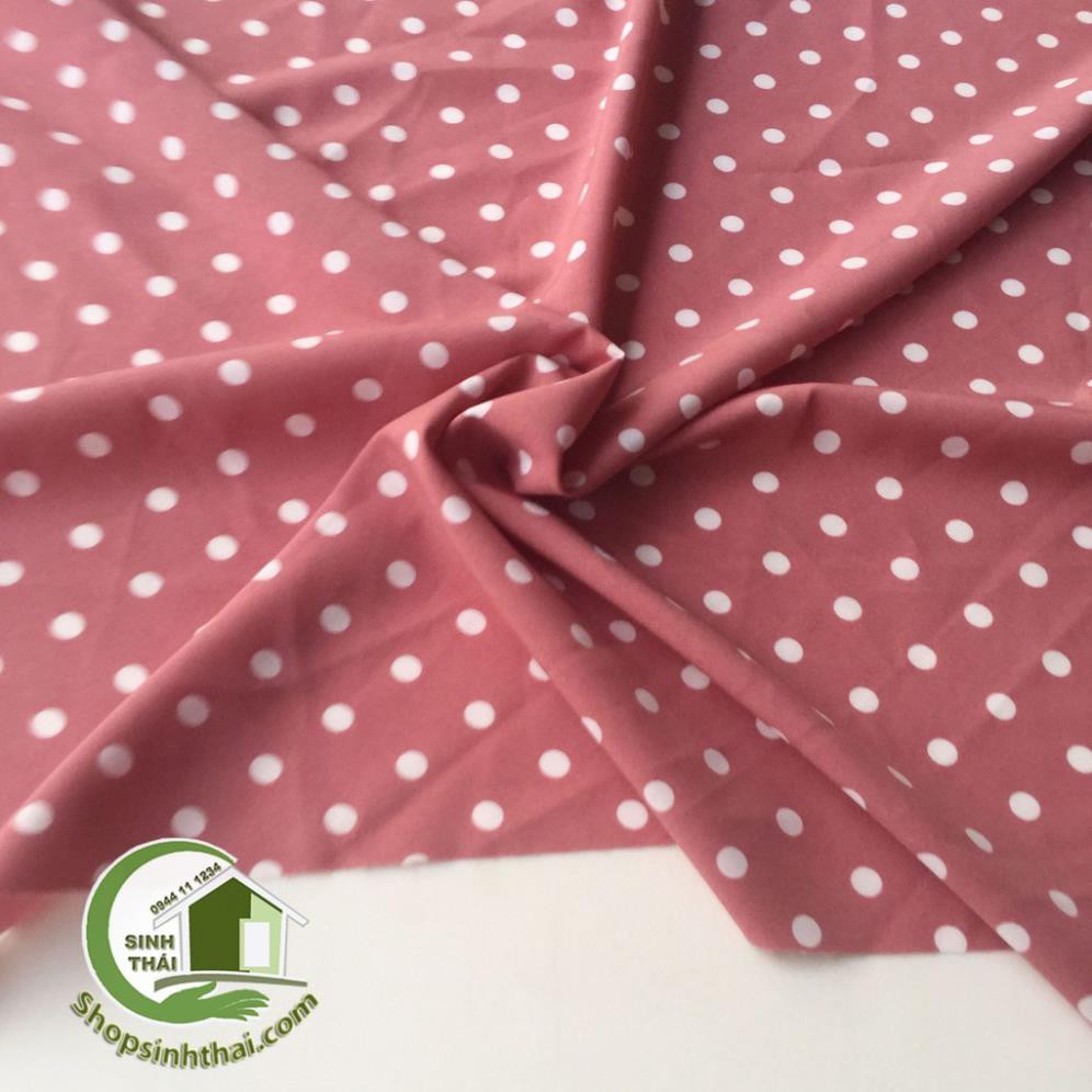 Vải lụa Hàn Quốc chấm bi màu hồng đất [ 1 mét x khổ 1,55 mét ] Cắt thành 1 tấm liền tùy theo số lần đặt