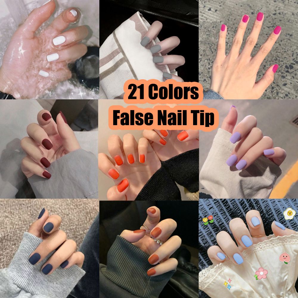 [Hàng mới về] Set 24 móng tay giả ngắn đầu vuông màu nhám thời trang cho nữ