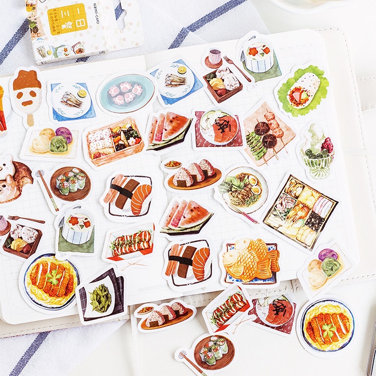 Sticker chủ đề Đồ Ăn Nhật Bản - Hộp 46 miếng dán trang trí sổ tay Bullet Journal