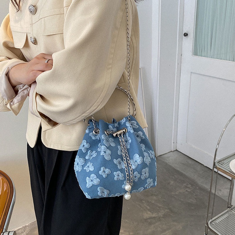 Túi vải đeo chéo dây rút IELGY thời trang đơn giản cho nữ