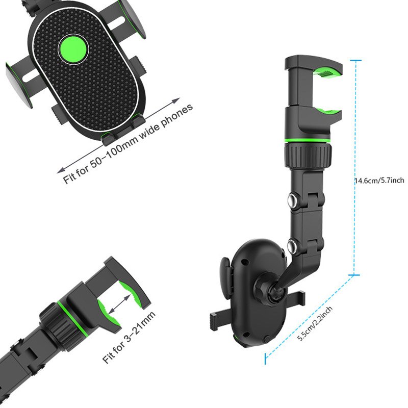 Giá Đỡ Điện Thoại / Thiết Bị Định Vị GPS Xoay 360 Độ Gắn Kính Chiếu Hậu Xe Hơi