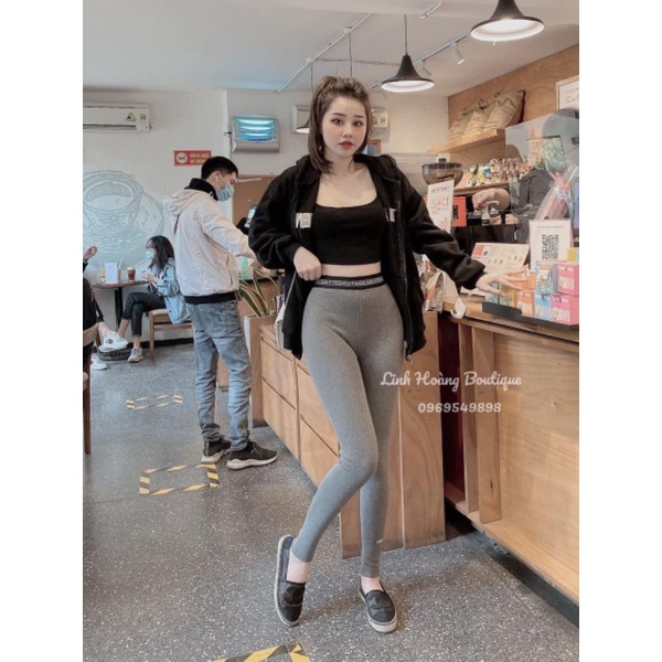 Quần legging tăm cạp chữ hàng QC
