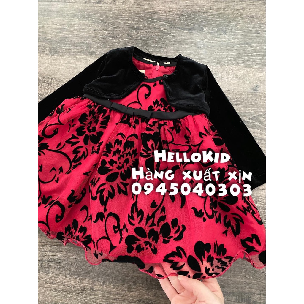 Bộ váy hoa phối nhung kèm cardigan bé gái ( form nhỏ)