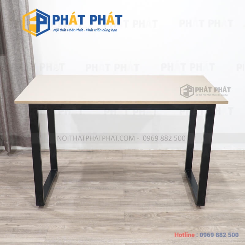 Bàn văn phòng Phát Phát chân sắt 1.2 x 0.6m, bàn gỗ MFC chân sắt làm việc văn phòng, bàn học sinh chính hãng - BSGD383