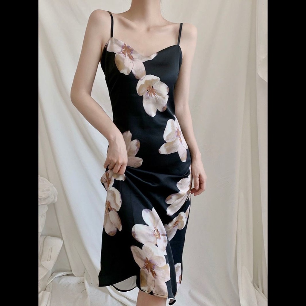Lady sweet and spicy high sense summer magnolia flower fragmentary lady French sexy suspender pure desire dress short skirt
