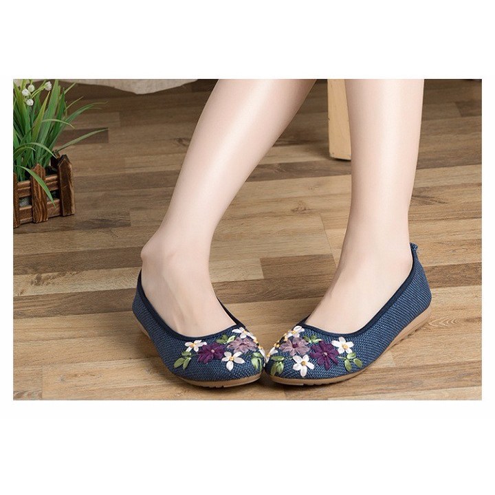 [Xả kho] Giày Lười cói nữ, Giày búp bê nữ thêu hoa - (SP28) | BigBuy360 - bigbuy360.vn