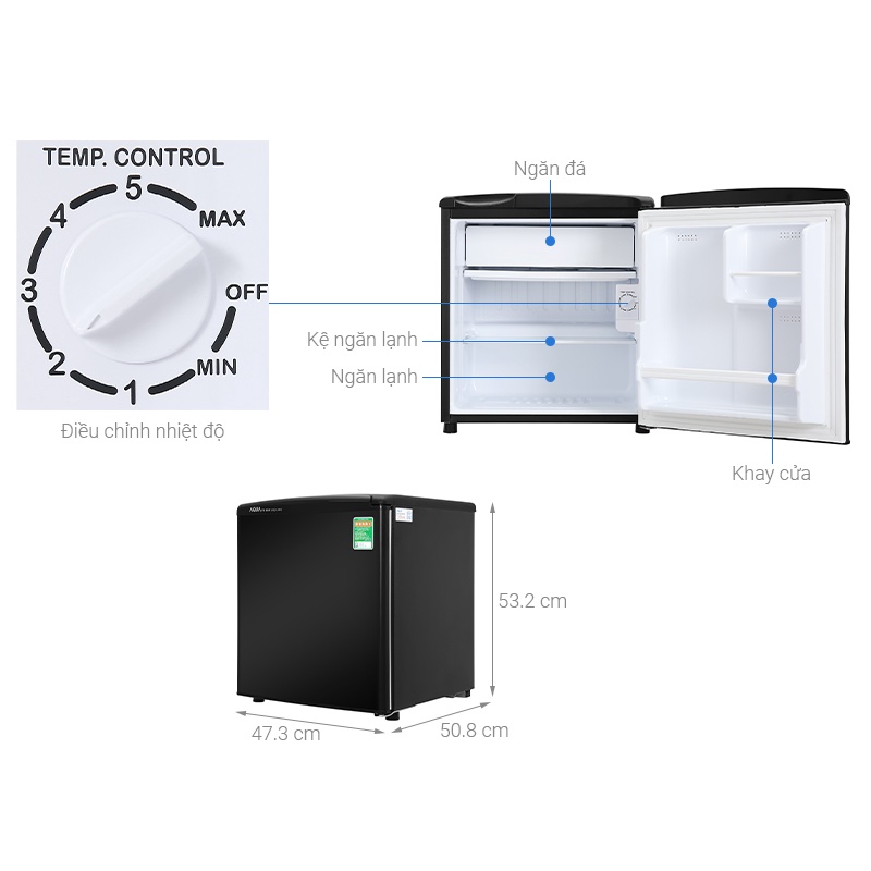 Tủ lạnh Aqua 50 lít AQR-D59FA Điện Máy Hải Đăng HN