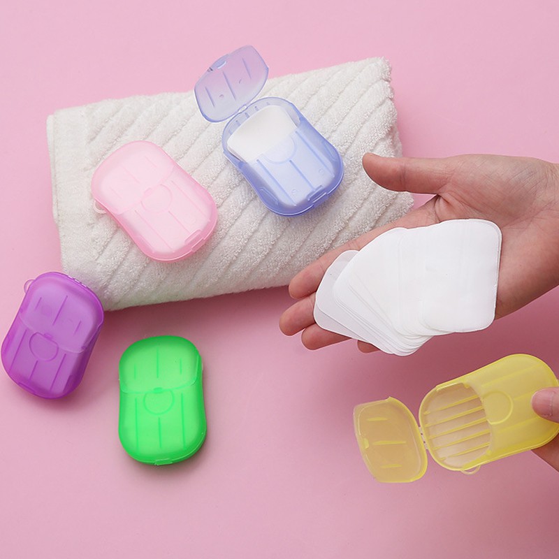 Hộp 20 Xà Phòng Giấy Dùng 1 Lần Tiện Dụng Khi Đi Du Lịch