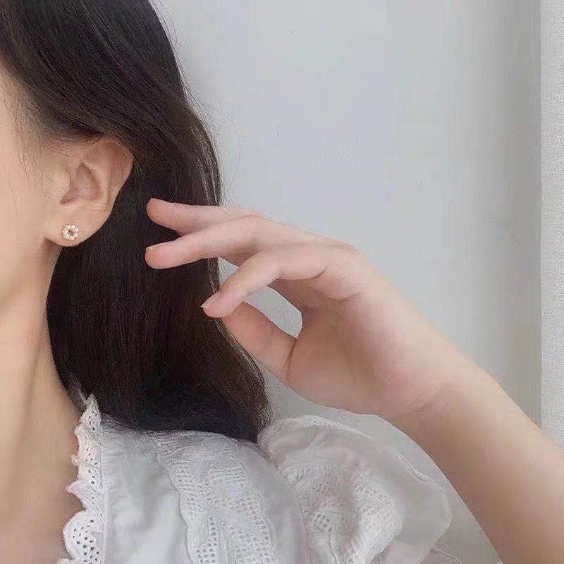 Bông tai bạc S925 kiểu nhỏ đính ngọc trai