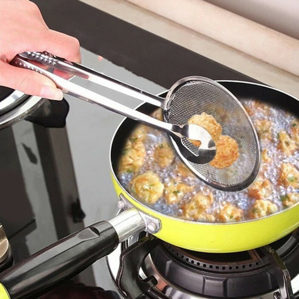 Muỗng Vớt Đồ Chiên Với Kẹp Chất Liệu Thép Không Gỉ Tiện Dụng