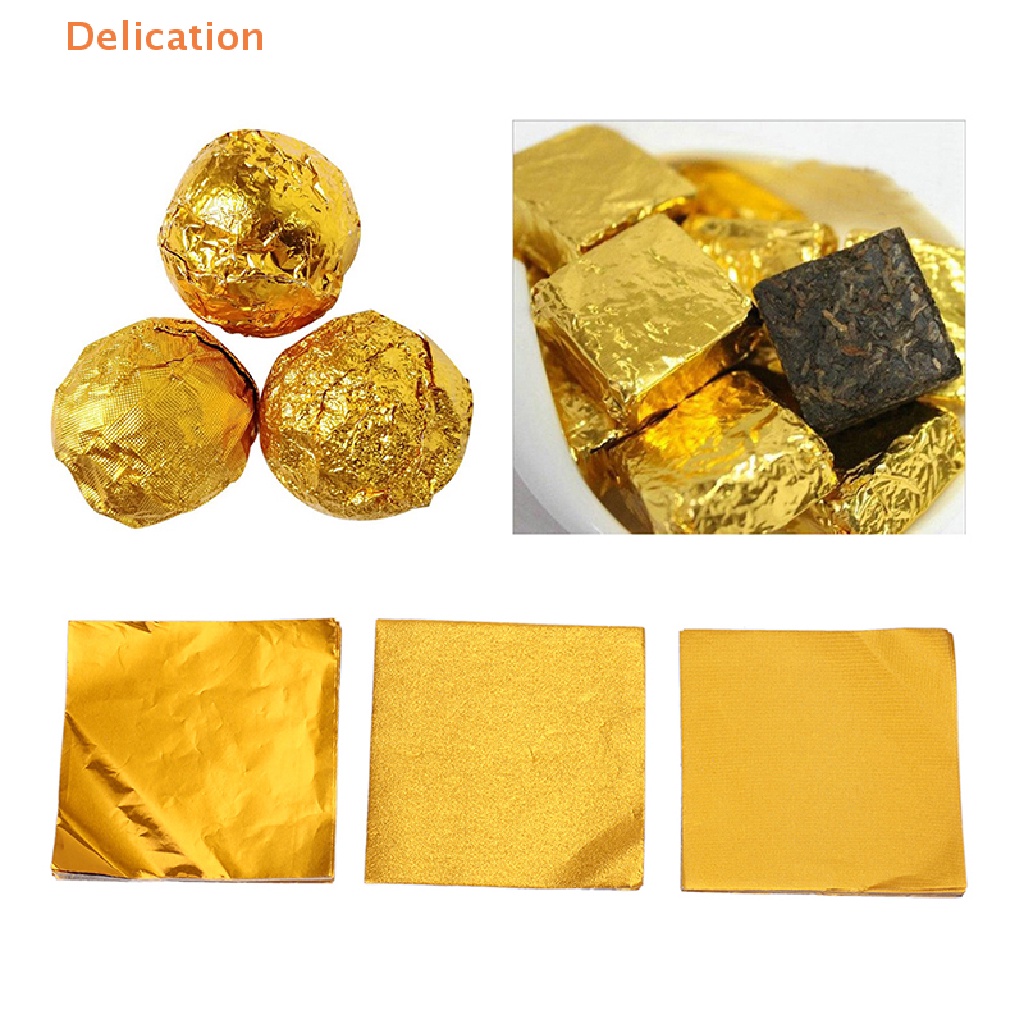 Set 200 Giấy Thiếc Mạ Vàng 8 * 8cm Dùng Gói Kẹo / Sô Cô La / Bánh Quy DIY