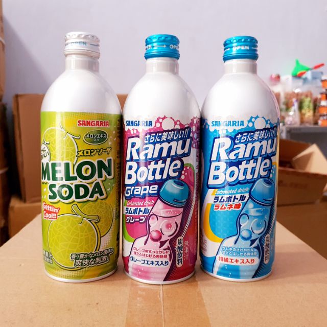Nước uống soda trái cây Sangaria vị nho, chanh, dưa lưới Nhật Bản
