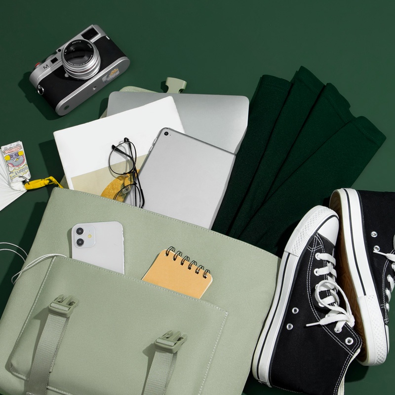 MAH OLI Ba lô máy tính xách tay dành cho nữ thiết kế nguyên bản màu xanh lá cây xương rồng