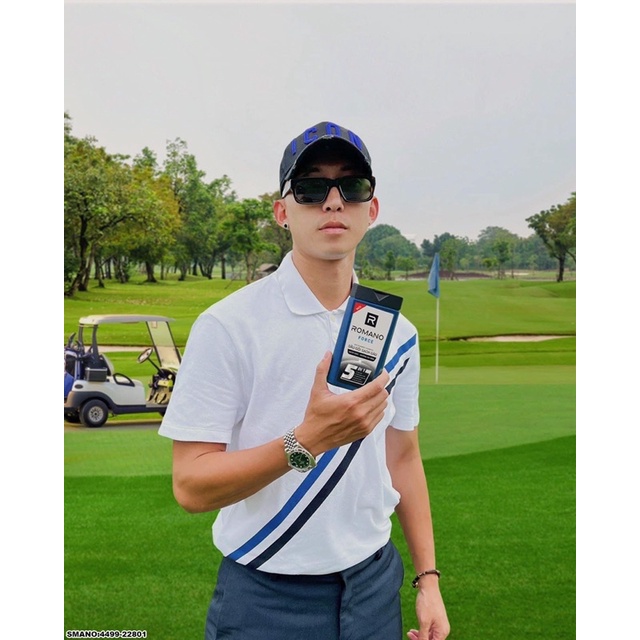 Áo Polo Nam Cotton 100% Dập Vạch Xanh Đen Sọc Chéo