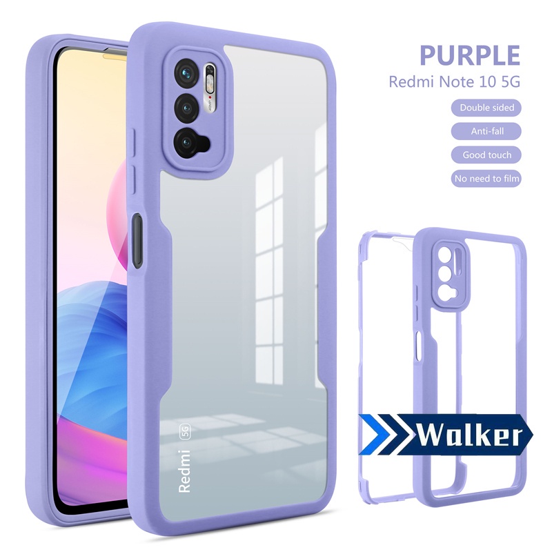 Ốp điện thoại Acrylic trong suốt chống sốc bảo vệ 360 độ 3 trong 1 cho Xiaomi 11 Lite Redmi Note 10 Pro Max 4G 5G