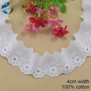 4cm rộng 100% cotton thêu ren cạnh vải ren guipure diy trims mini váy ren ruy băng may mặc Phụ kiện 3073