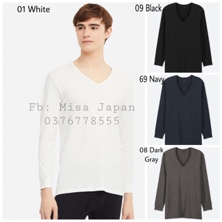 Áo giữ nhiệt nam cổ tim Heattech