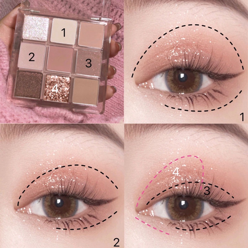 Bảng Phấn Mắt 9 Màu Lì/Nhũ Ngọc Trai/Ánh Ngọc Trai Mềm Mịn Trang Điểm Mịn Màng