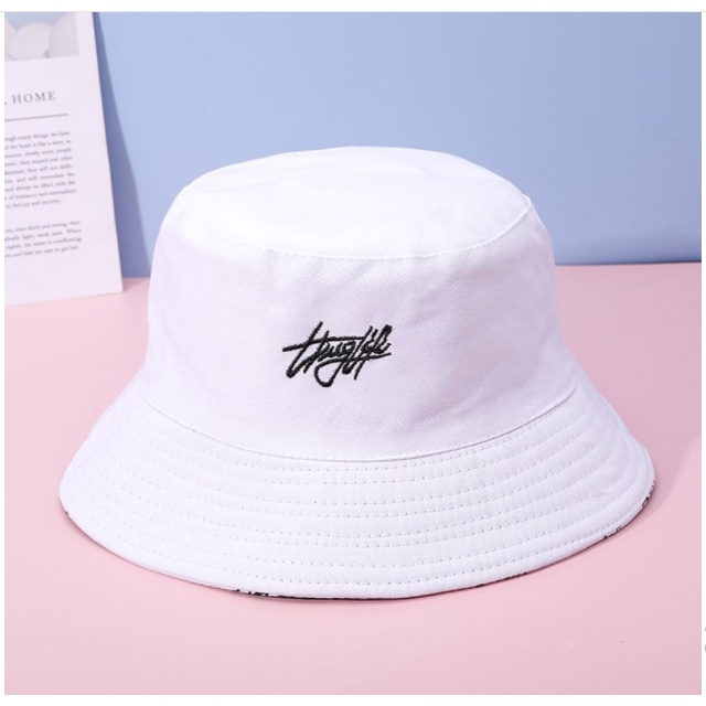 Mũ Nón Bucket thuglife hai mặt vành tròn chất cotton đẹp form unisex nam nữ ẢNH THẬT - B25