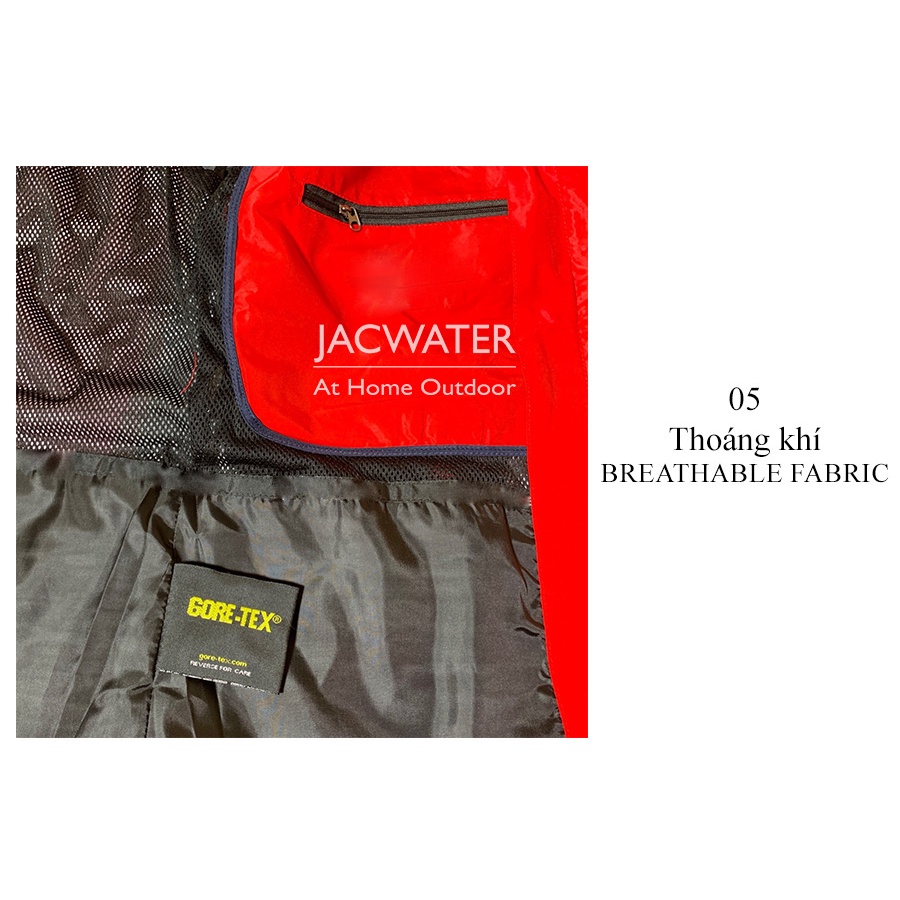 Áo khoác gió nam nữ 2 lớp chống nắng nước size châu á, vải gore tex thể thao JACWATER V350