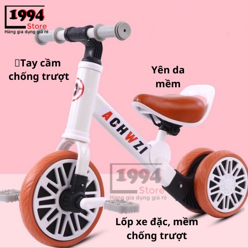 Xe chòi chân thăng bằng cho bé MOTION, có bàn đạp 2in1 khung thép yên da-Xe chòi chân motion cho bé 3 bánh,chịu lực 30kg