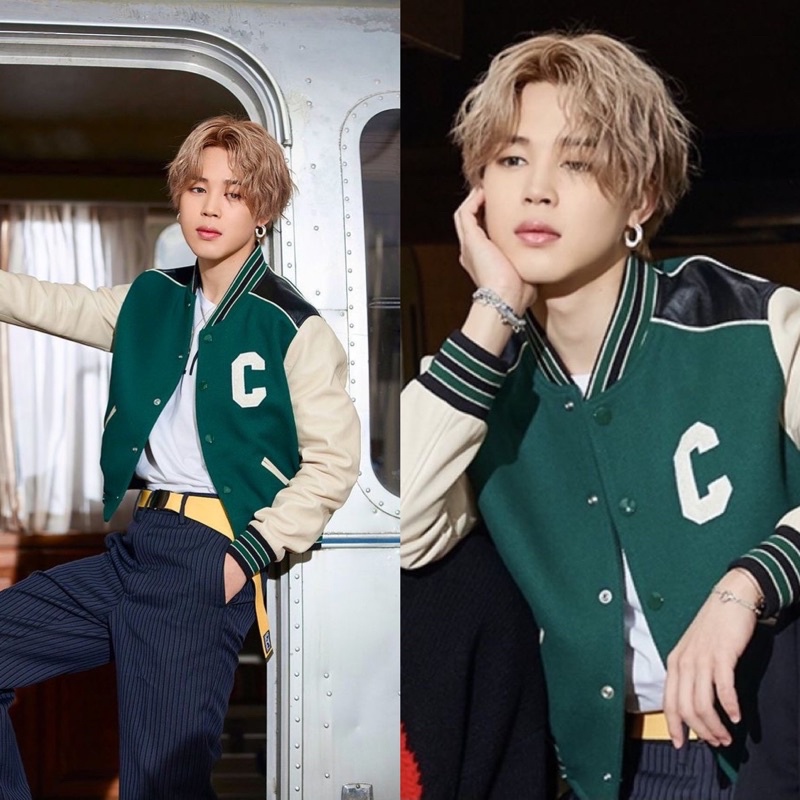 Áo khoác bomber varsity C e l i n e giống Lisa Blackpink,Jimin BTS, Taeyong NCT, Âu Dương Na Na