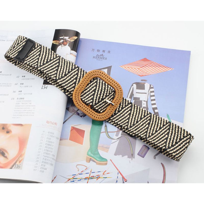 [Baywellfashion]Women Girls Fashion Casual All-match Cotton And Linen Weaving Square Buckle Dress Decorative Belt | BigBuy360 - bigbuy360.vn