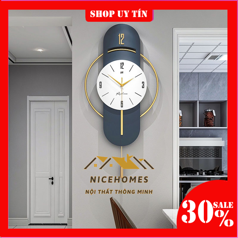 Đồng hồ quả lắc treo tường phong cách bắc âu độc lạ sang trọng, đồng hồ treo tường trang trí decor phòng NPR13