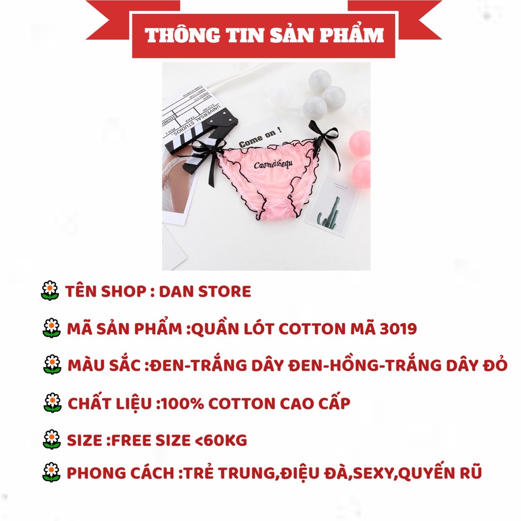 Quần Lót Nữ cao cấp viền bèo buộc nơ in chữ tôn dáng DAN STORE MÃ 3019